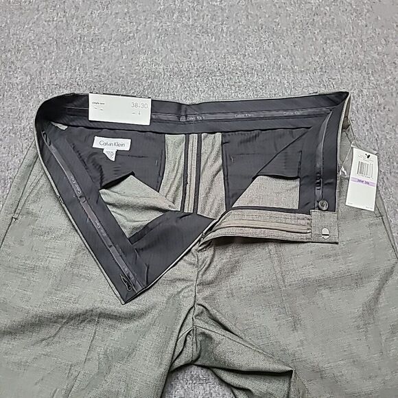 Calvin Klein Mens Pants 38x30 Grey Trousers Simple Care Relaxed Fit Flat Front - Picture 6 of 11